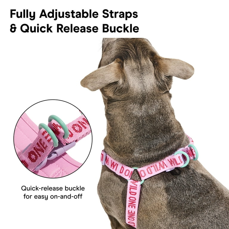 Wild One Adjustable Cushioned Step-In Dog Harness, Bubblegum Pink