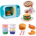 thumbnail image 3 of Christoy Juego de cocina para microondas con sonido ligero para niños con comida falsa y plastilina de 6 colores ideal para niños pequeños de 3 años o más (azul), 3 of 8