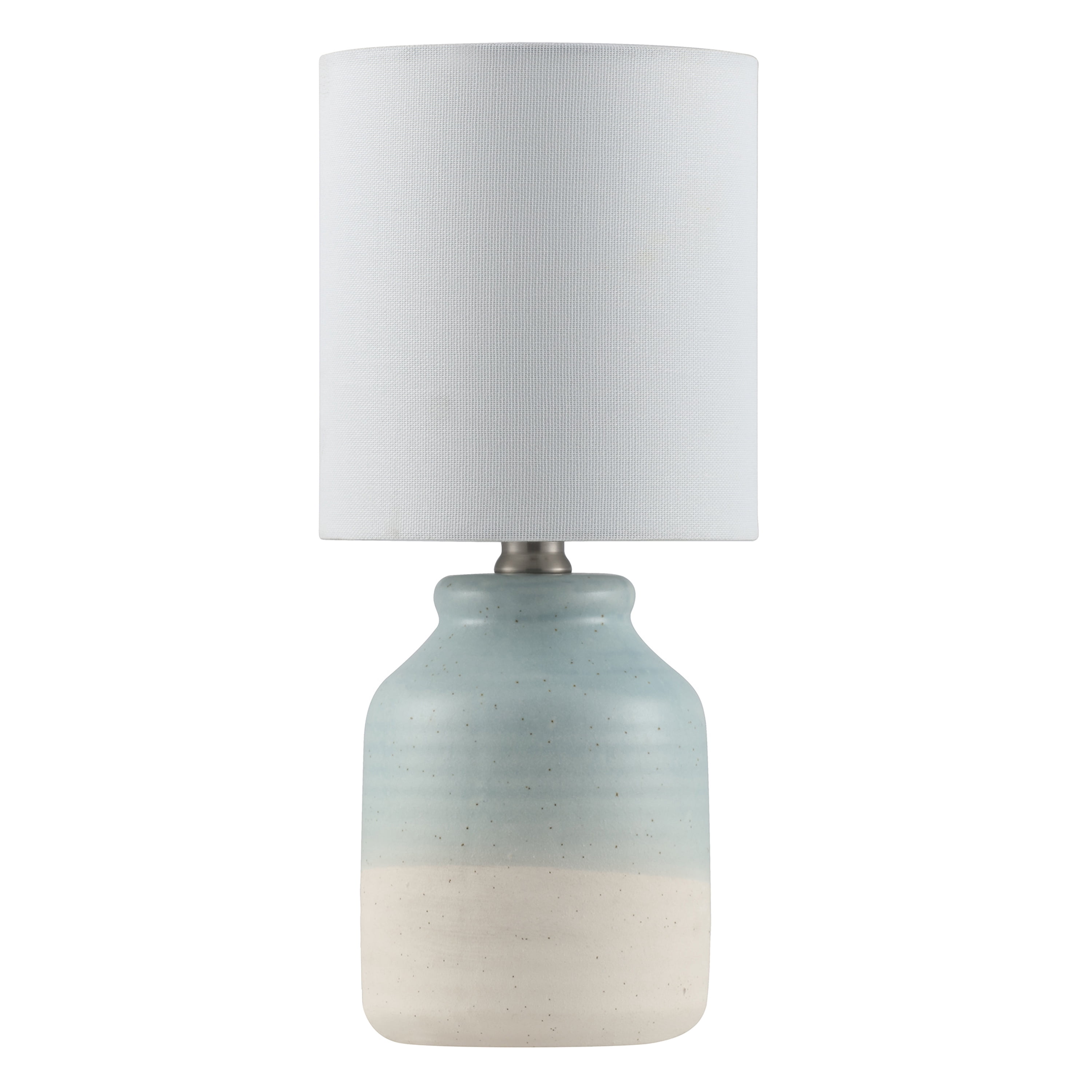 Mainstays 12.75" 2-Tone Blue & Cream Ceramic Mini Lamp with White Shade