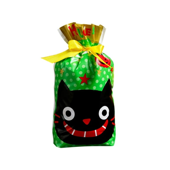 MOQIN 50 Pcs Halloween Goodie Bags,Happy Halloween Treat Bags Bulk,Plastic Helloween Drawstring Gift Goody Candy Cookies Party Favor Bags for Kids Trick or Treat Helloween Party Favors Supplies