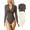 Tea Leaf,beige, variant on Women's 2 Piece Bodysuits Sexy Ribbed One Piece Zip Front Long Sleeve Tops Bodysuits