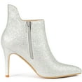 thumbnail image 6 of Unique Bargains Women's Glitter Pointed Toe Stiletto Heel Cutout Ankle Boots, 6 of 7
