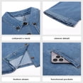 thumbnail image 5 of Womens 3/4 Sleeve Cropped Denim Jackets Casual Button Down Loose Coat with Pockets, 5 of 6