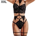 thumbnail image 1 of Conjunto de lencería de encaje sexy para mujer Liguero Sujetador Panty Bralette Ropa interior, Negro, XXL Scienceny XX000166-15, 1 of 7