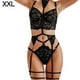 thumbnail image 1 of Conjunto de lencería de encaje sexy para mujer Liguero Sujetador Panty Bralette Ropa interior, Negro, XXL Sweethay XX000166-15, 1 of 7