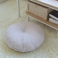 thumbnail image 2 of Natural Linen Round Floor Pillow Seating Cushion with Removable Zippered Cover Room Décor Pouf for Meditation, Yoga, 17.7x17.7inch, 2 of 6