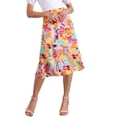 thumbnail image 1 of Faldas Midi Peasant de Mujer INSPIRE CHIC con Cintura Elástica A-Line y Estampado Floral Abstracto L, 1 of 6