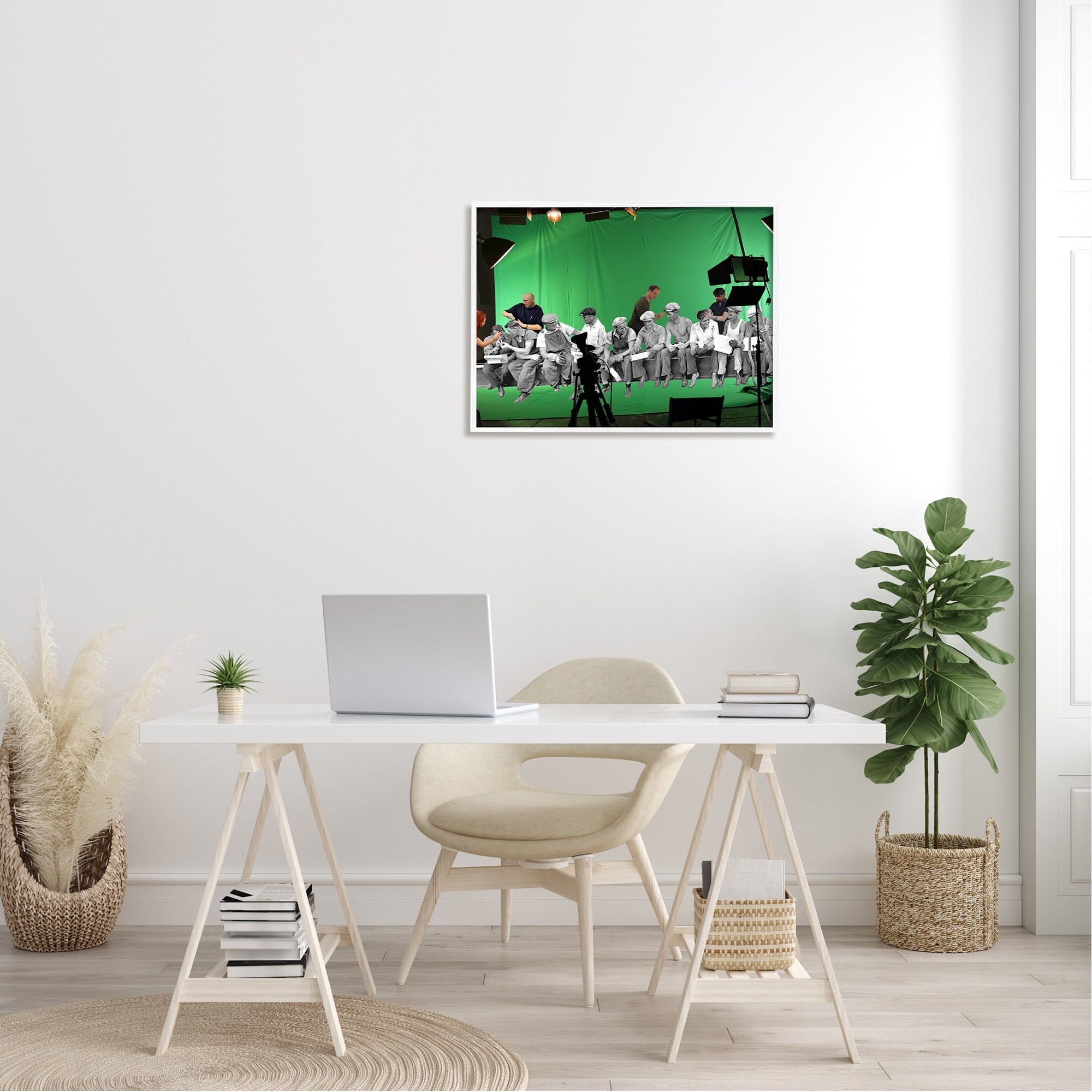 Stupell Industries Green Movie Set Vintage Monochrome People Collage Framed Wall Art, 30 x 24, Design by Barry Kite