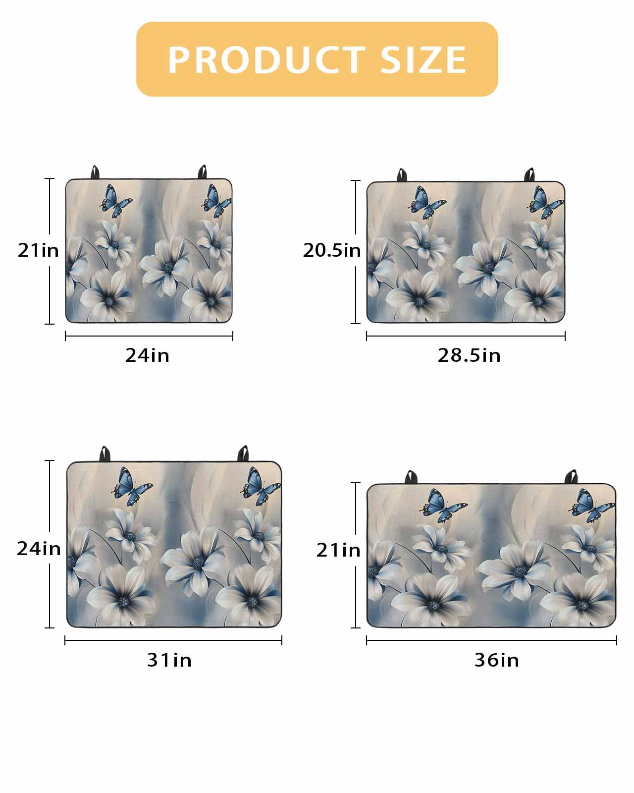 nqOlkjepod Large Induction Cooktop Protector Mat 24"x21", Elegant Floral Stove Top Covers for Electric Stove, Modern Blue Butterfly Flowers Burlap Stove Burner Cover Mats, Glass Top Stove Cover