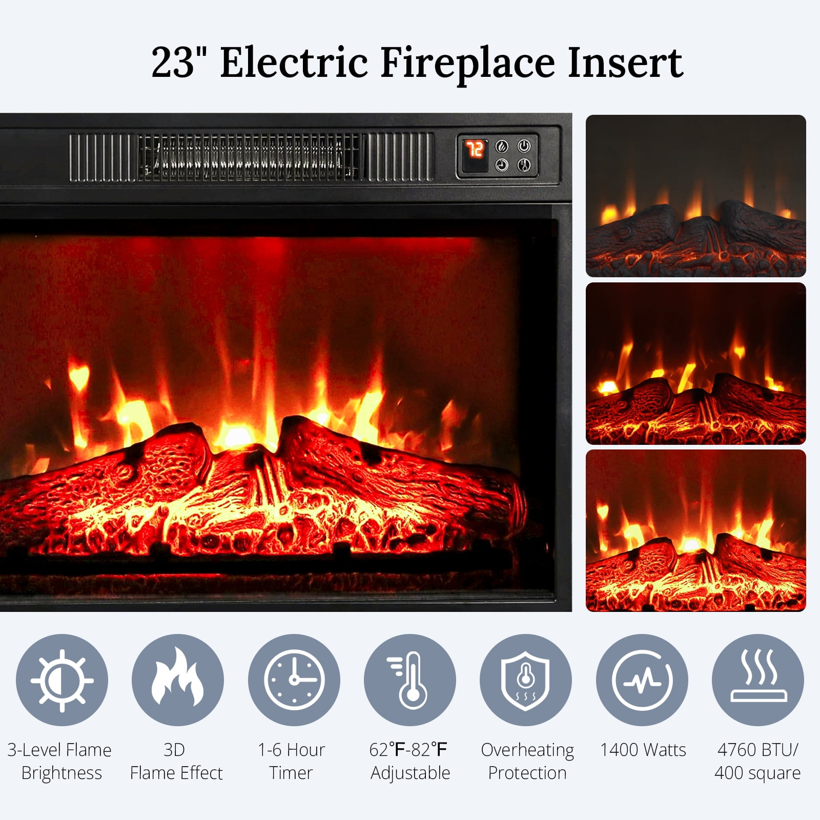 LGHM 80" Fireplace TV Stand with Storage & Bookshelves, Electric Fireplace with Mantel, Farmhouse Entertainment Center for TVs up to 90" with Remote Control, White & Brown