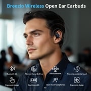 Open Ear Earbuds, Bluetooth 5.4 Wireless Earbuds with Earhooks, 70Hrs Playtime Bluetooth Earphones with LED Display Charging Case, Hifi Stereo Over Earbuds IP7 Waterproof for Sports, Running, Workout