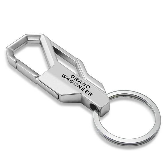 iPick Image for Jeep Grand Wagoneer Silver Snap Hook Metal Key Chain, Official Licensed