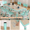 thumbnail image 3 of Towallmark Kids Table & 6 Chairs Set, Easy-Clean Graffiti Desktop with Non-Slip Legs, for Arts & Crafts, Playroom, Study Area, Daycare, Home Use, Lake Blue, 3 of 7