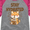 thumbnail image 3 of Instant Message - Stay Hydrated Shiba Inu - Toddler & Youth Girls Raglan Graphic T-Shirt, 3 of 6