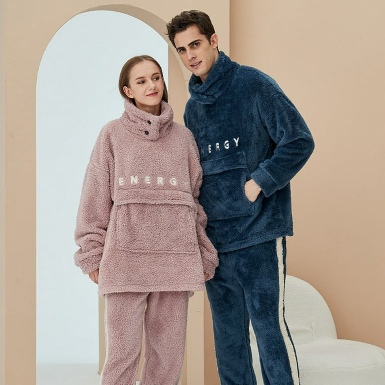 Women s Fluffy Pajamas Set Fleece Pullover Pants Loose Plush Sleepwear 2 Piece Pjs Set Warm Sleepwear Fuzzy Homewear