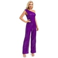 thumbnail image 5 of Mufeng Jumpsuit for Women Elegant Sparkly Sequin Party Romper Casual Playsuit Wedding Party Clubwear Purple L, 5 of 7