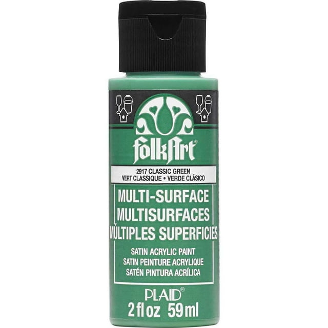 FolkArt Multi-Surface Satin Acrylic Paint, 2 fl. oz., Classic Green