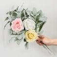 thumbnail image 3 of Yirtree Artificial Flocked Lambs Ear Leaf Flower Spray 5 Pieces Lambs Ear Stem Branch Foliage Pick Flocked Greenery for Home Wedding DIY Floral Arrangement, 3 of 8