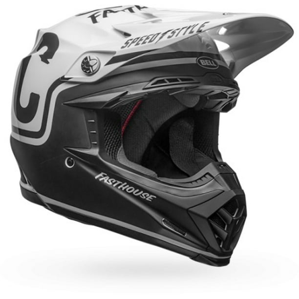 Bell Moto-9 MIPS Off-Road Motorcycle Helmet (Gloss/Matte Black/White  Fasthouse, Large)