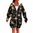 thumbnail image 5 of Women's Christmas Printed Long Sleeve Hooded Sweatshirt Jacket with Drawstring and Zipper Pockets, Fashionable Casual Wear for Fall and Winter,Black,S, 5 of 6