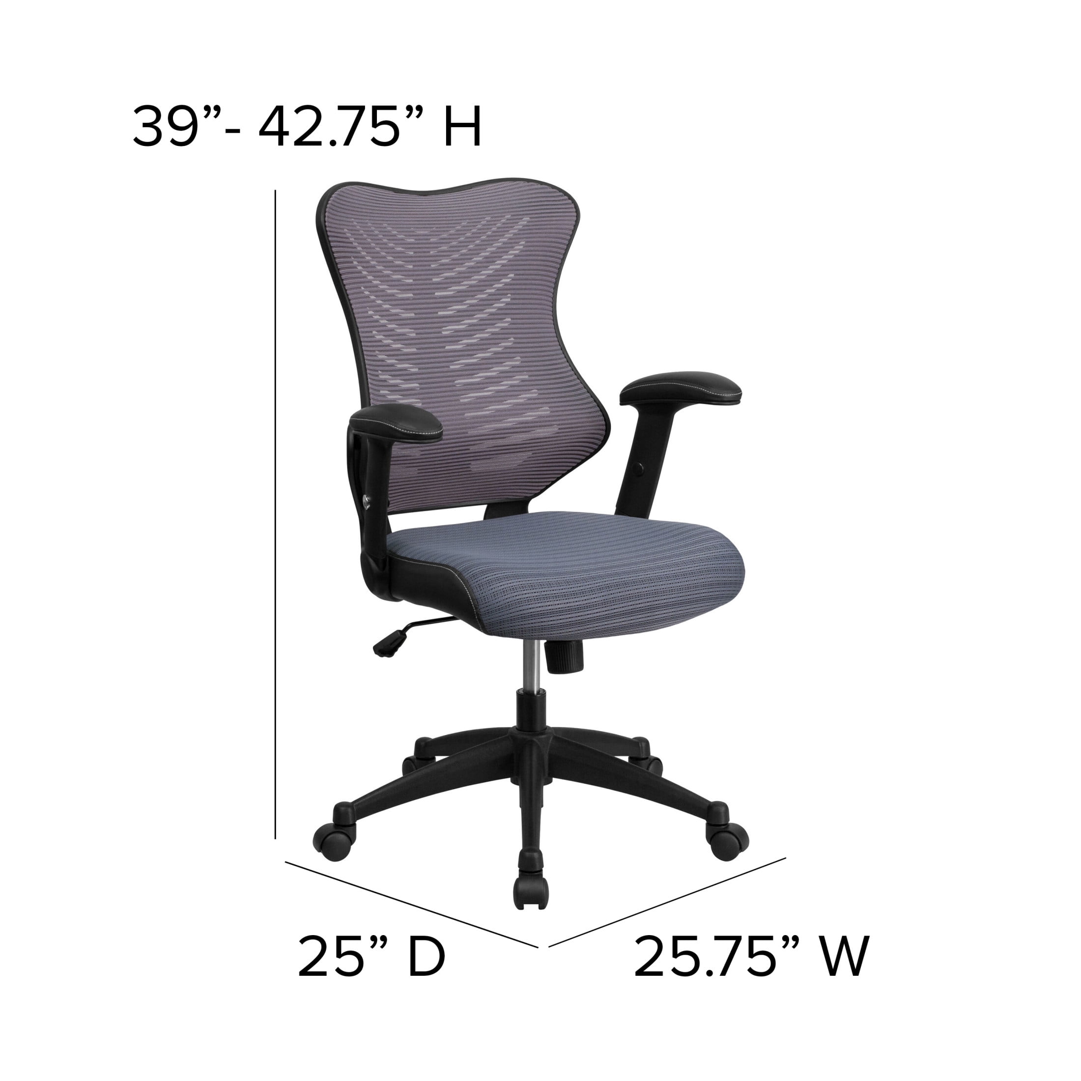 Emma + Oliver High Back Designer Gray Mesh Executive Ergonomic Office Chair with Arms