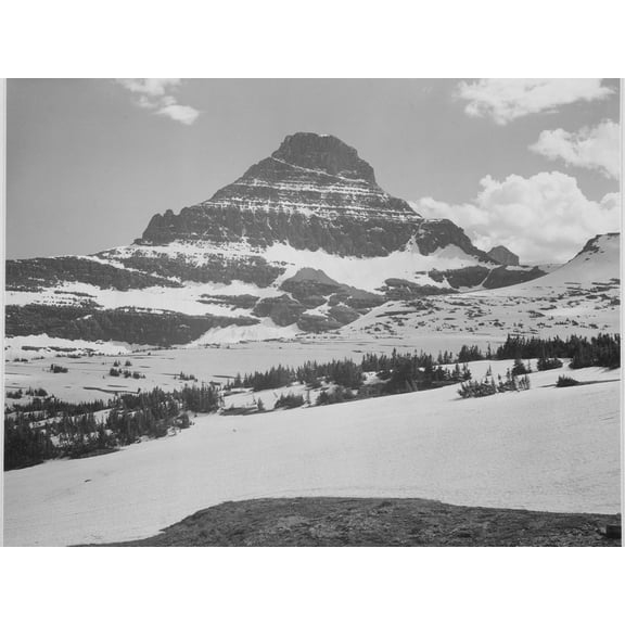 Art.com Looking Across Barren Land To Mountains From Logan Pass Glacier National Park Montana. 1933-1942 Art Print by Ansel Adams, 16" x 12"