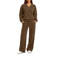 thumbnail image 2 of SELONE Running Outfits for Women Two Piece Long Sleeve Shirt High Waist Wide Leg Long Pants Work Vacation Sportswear Set, 2 of 8