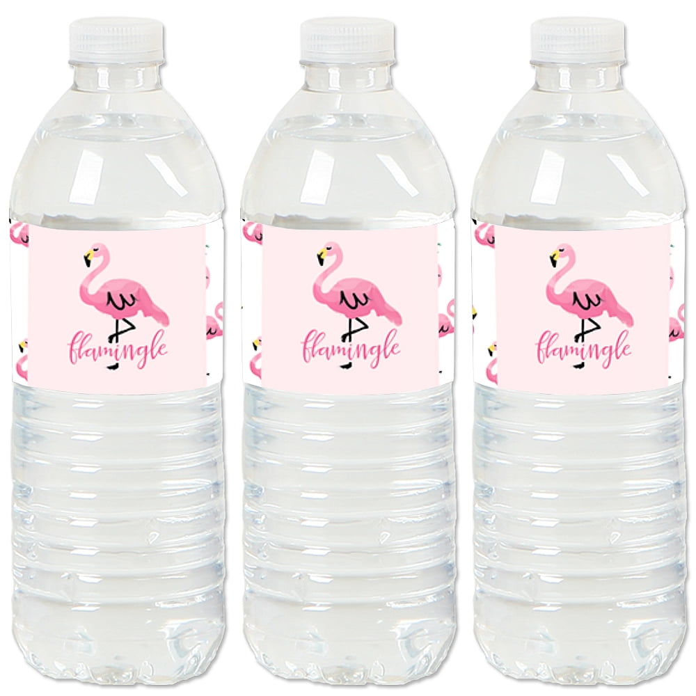 Pink Flamingo - Party Like a Pineapple - Tropical Summer Party Water Bottle Sticker Labels - Set of 20