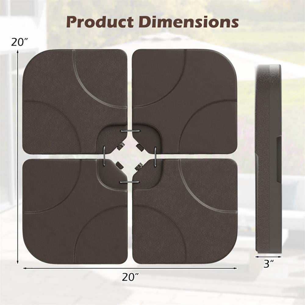 GVN Patio Umbrella Base,Outdoor Umbrella Stand,20 Inch Patio Offset Water Filled Plate Umbrella Base Sand-Coffee