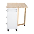thumbnail image 3 of Hassch Rolling Kitchen Island Cart with Folding Drop Leaf Wood Top, Portable Trolley Island with Large Storage Cabinet, Adjustable Shelf and 3 Drawers, White, 3 of 9