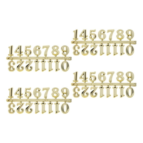 LOLIPPYY 4 Set Clock Numbers Self Adhesive Golden DIY Clock Numerals Plastic Parts for DIY Projects