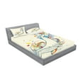 thumbnail image 2 of Ambesonne Cartoon Fitted Sheet & Pillow Sham Set, Whale in Ocean Dive, Full, Blue and White, 2 of 2