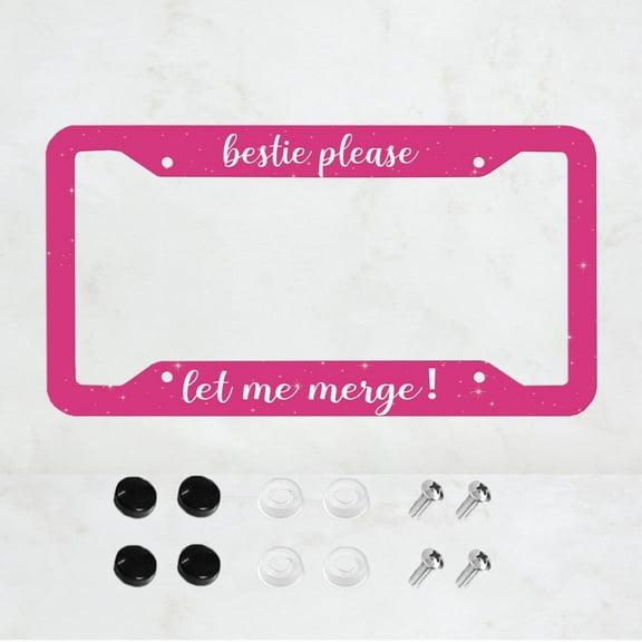 Girlfriends License Plate Frame, Pink License Plate Frame, Ladies License Plate Frame, Front And Rear License Plate Cover, 4-Hole General License Plate, Car Decoration,Size 12x6 inch