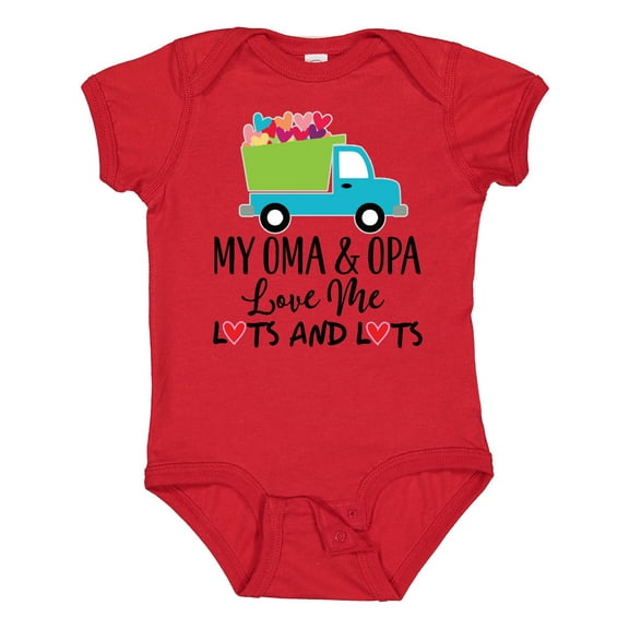 Inktastic My Oma and Opa Love Me Grandson Truck Boys Baby Bodysuit