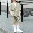 thumbnail image 3 of Ugoldhm Kids Blazer Set – Short Sleeve Double Breasted Blazer & Pleated Shorts, Casual & Formal Wear (1-15 Years), 3 of 8