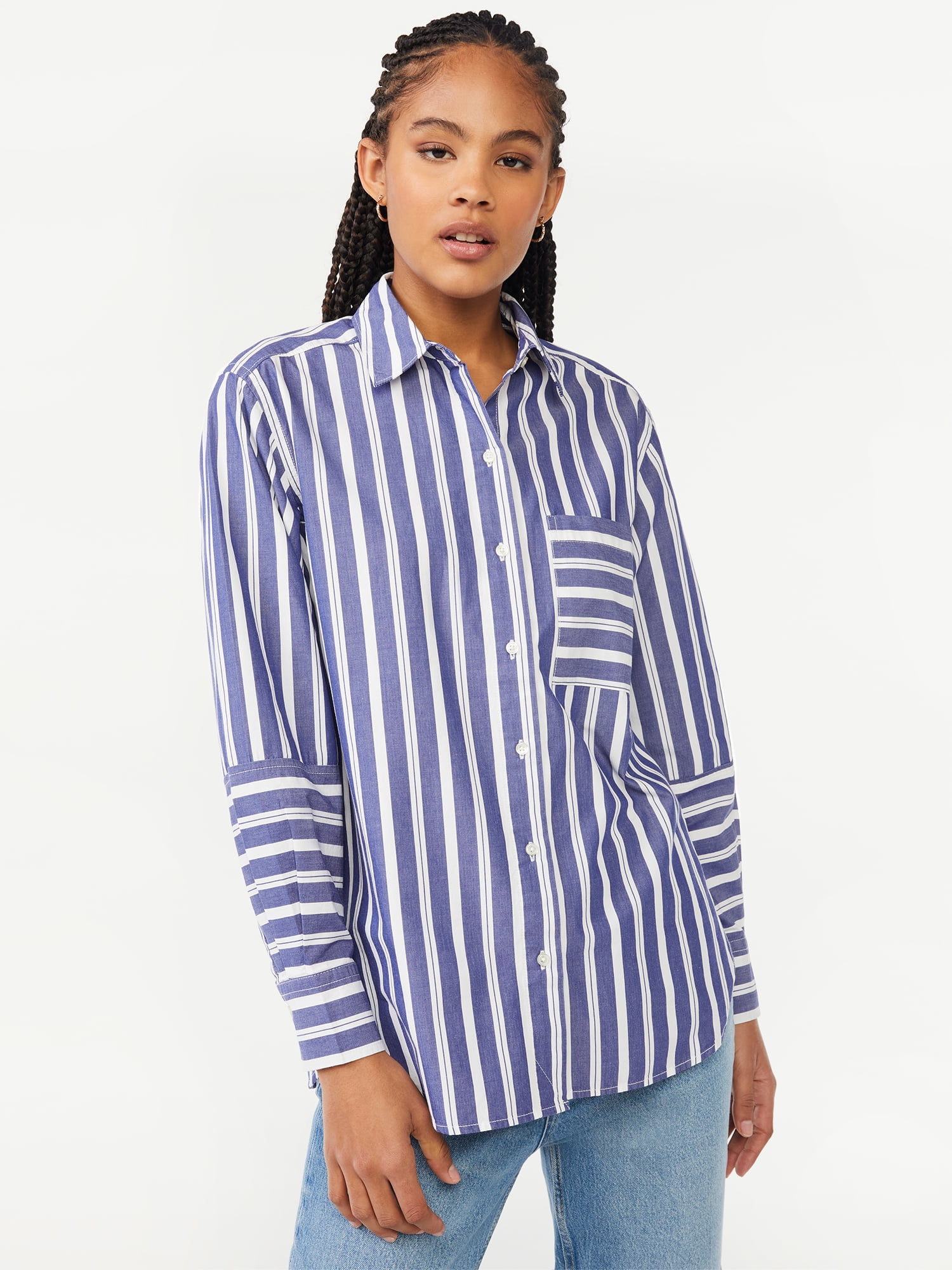 Free Assembly Women's Boxy Button Down Tunic Top