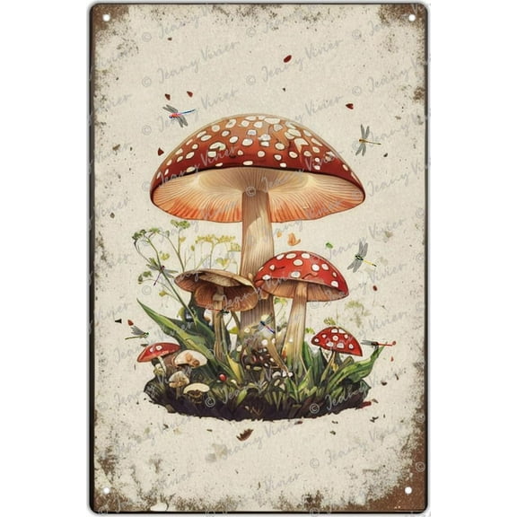 Mushroom Wall Decor Vintage Mushroom Wall Art Sign Rustic Mushroom Kitchen Decor Mushroom Poster Hanging Fungus Aesthetic Art for Bedroom Dining Room Living Room Office 12x8 Inch