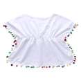 thumbnail image 4 of Vêtements pour Filles Bébés Couverture de Bain Été Plage Pompon Robe Blanche 4-5 Ans, 4 of 8