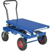 Vestil CART-PN-1500 Pneumatic Tire Hydraulic Elevating Cart, Blue - Capacity 1500 lbs