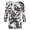 thumbnail image 4 of Nrmvnmi Womens 3/4 Length Sleeve Cotton Tops Casual Floral Print Round Neck Tie Dye Summer/Fall Tops Loose Fit Elastic and Lightweight Blouse For Women, 4 of 6