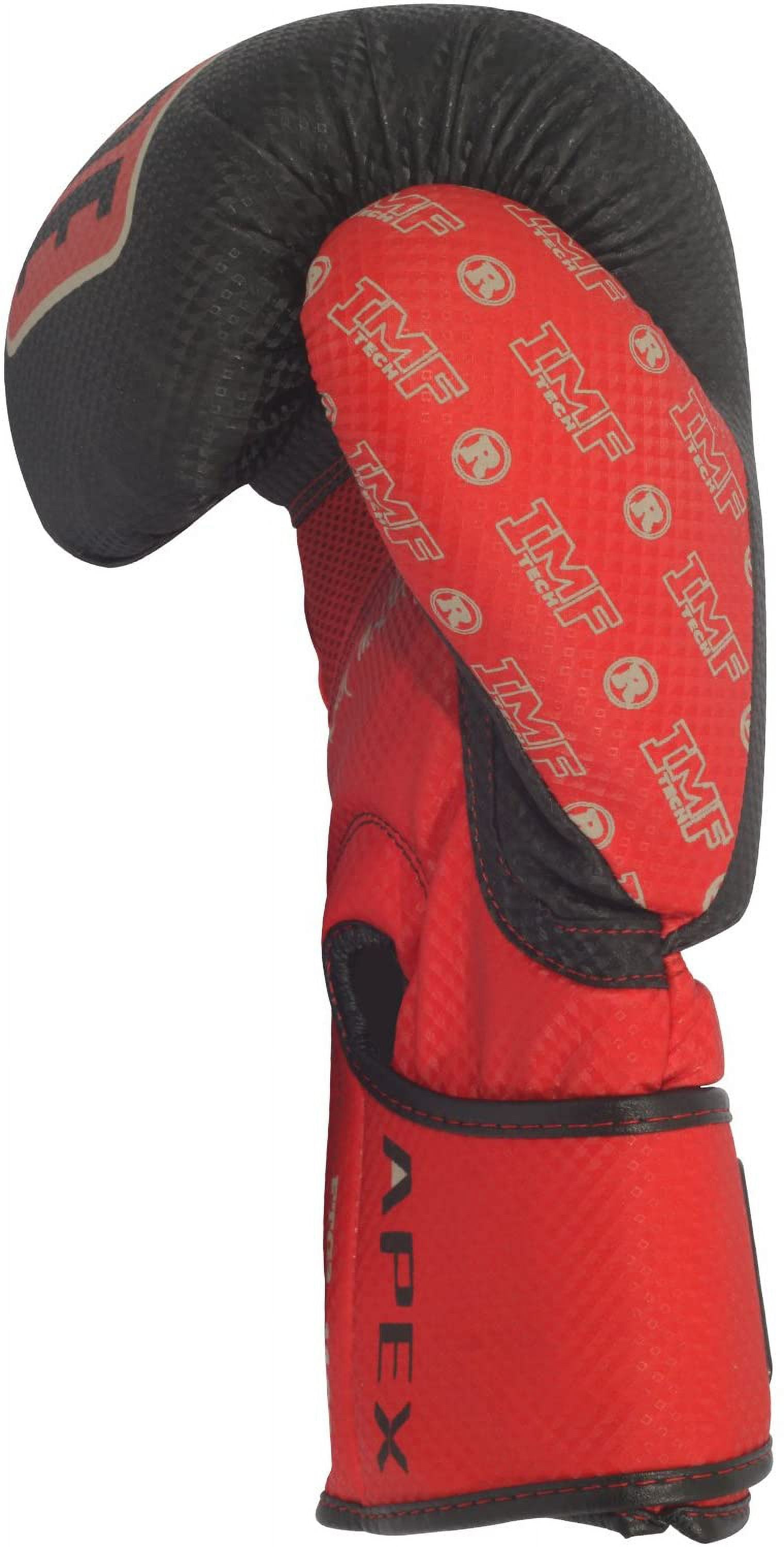 Ringside Apex Flash Sparring Gloves, IMF-Tech Synthetic Boxing Gloves with Secure Wrist Support, Ideal for Men and Women, Black/Red, 16 oz