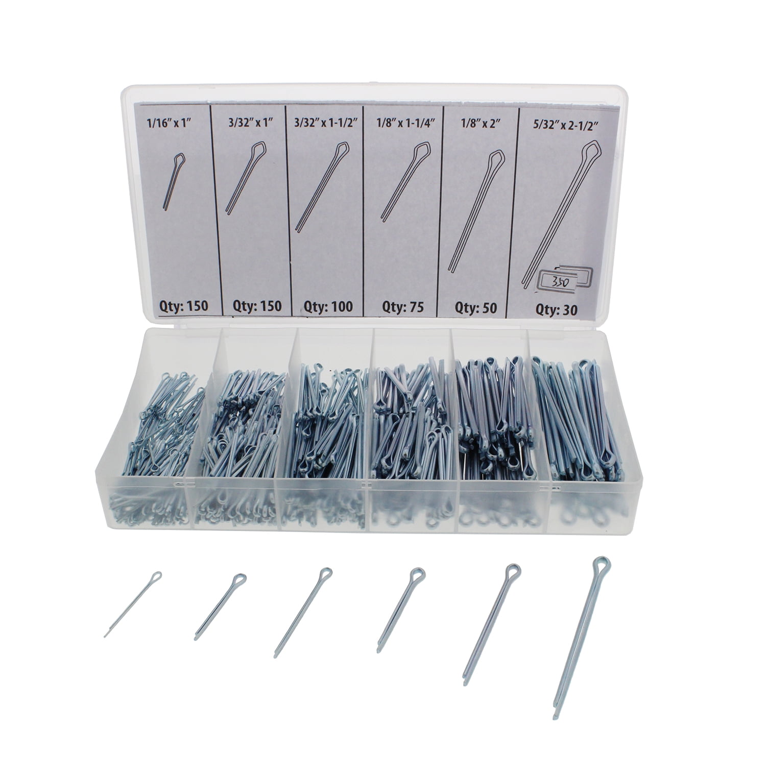 ABN Cotter Pin 555pc Assortment Set Steel Locking Automotive Axle Trailer Pins