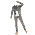 thumbnail image 3 of Womens Ladies Fleece PJ Pajama Set Grey Penguin With Hoodie Size S, 3 of 5