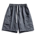 thumbnail image 4 of LTTVQM Men's Cargo Shorts Elastic Waistband Drawstring Summer Casual Cotton Shorts Relaxed Fit Lightweight Workout Short Pants with 4 Pockets Gray 3XL, 4 of 5