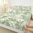 thumbnail image 3 of jejeloiu Cartoon Cute Daisy Bed Sheets,Rustic Leaves Flowers King Sheets,Green White Sheet Set For Adult,Breathable Home Decor,4-Piece, 3 of 7
