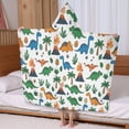 thumbnail image 5 of White Cartoon Dinosaurs Volcanoes Pattern Hooded Bath Towel，60"x35" for Ages 3 To 12 Kids, Quick Dry Lightweight Soft Microfiber Hood Beach Towel Cover Up for Kids, 5 of 7
