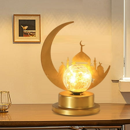 

Xewsqmlo LED Eid Mubarak Desk Lamps Wrought Iron Ramadan Decorative Night Light Gifts
