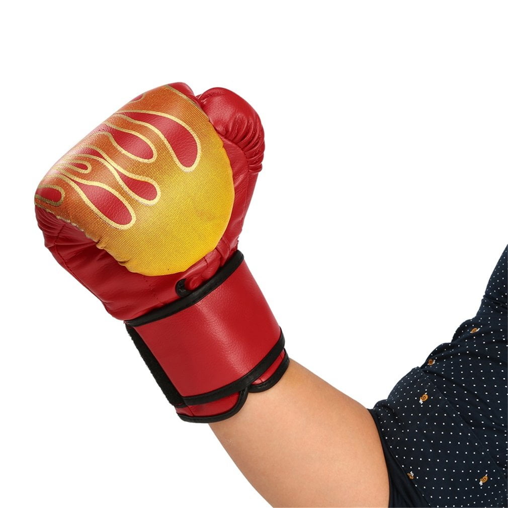 PU Leather Punching Boxing Gloves Boxing Kickboxing Training Gloves Mitts Sparring Gloves,Red by LESHP
