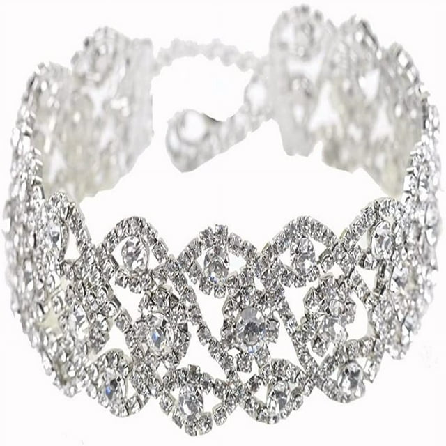 CHOK Collier Ras-du-Cou en Strass Bijoux Collier Ajustable Colliers Ras-du-Cou Argent pour Femmes et Filles