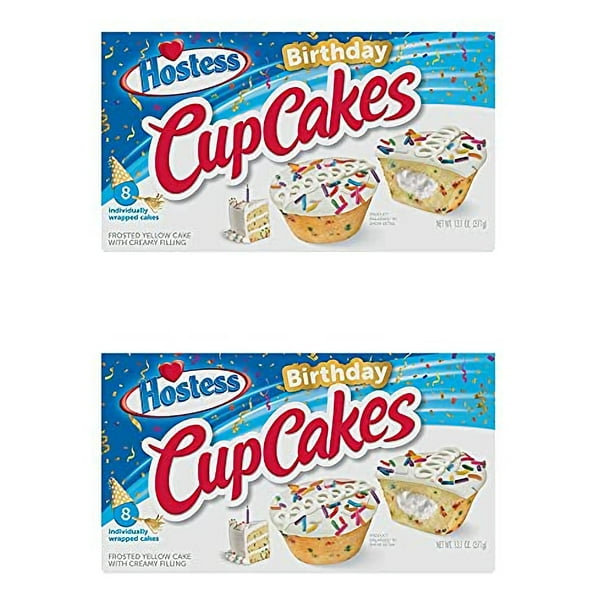 Hostess Birthday Cupcakes 8 Count 13.1 Oz Pack of 2
